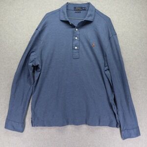 Polo Ralph Lauren Shirt Mens XL Pima Soft Touch‎ Flesh Pony Blue Long Sleeve
